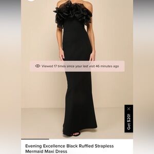 Lulus Evening Excellence Black Ruffled Strapless Maxi Dress